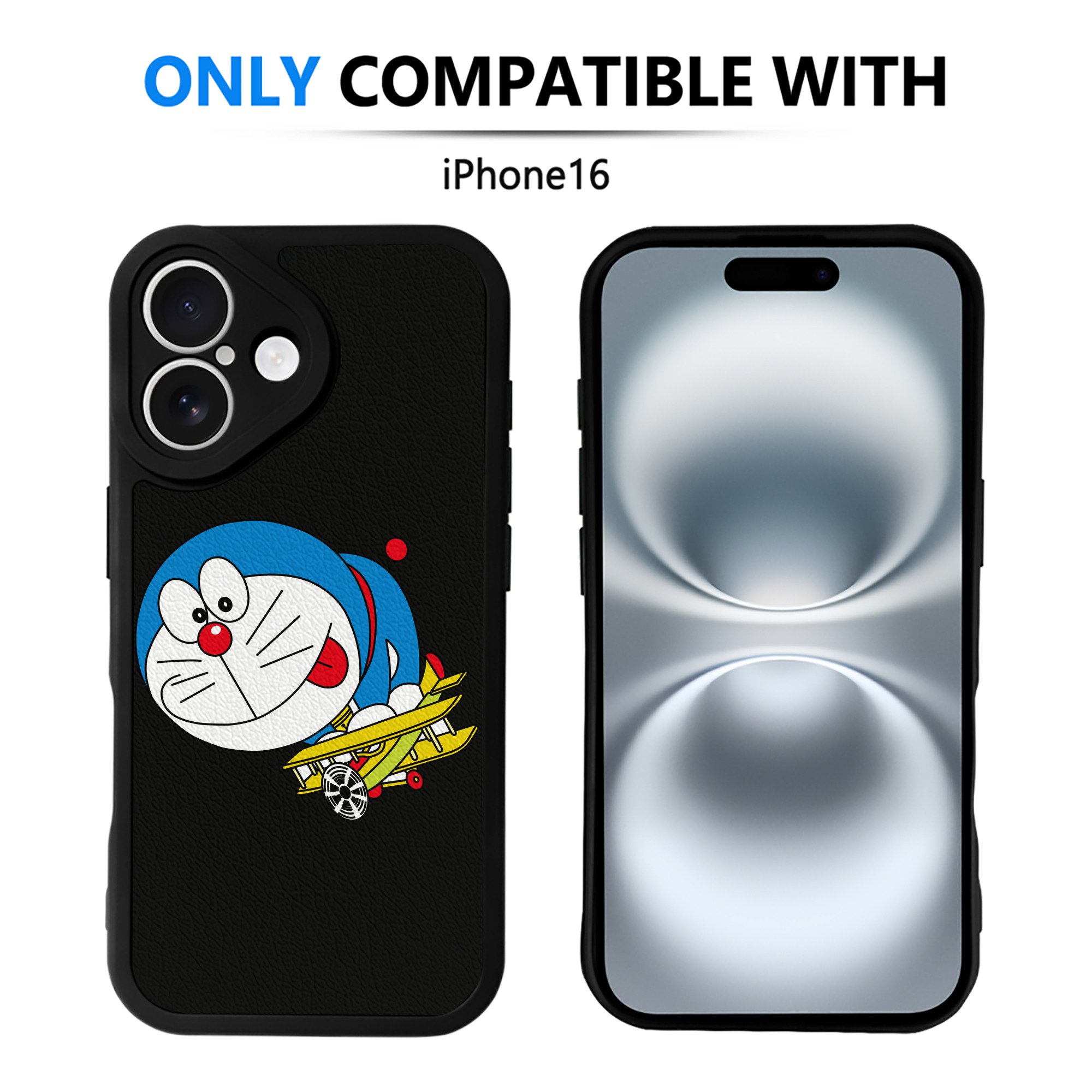 （画像用） ドラえもん Doraemon 【iPhone 16シリーズ対応】シリコンスマホケース（レザー調） 材質：シリコン